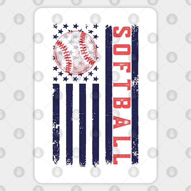 Softball American Flag Magnet by Etopix